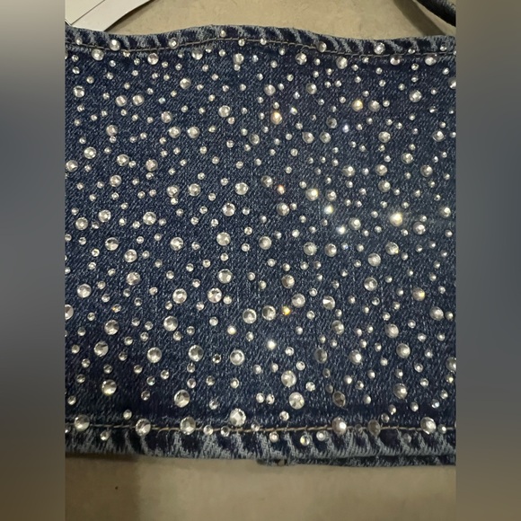 ZARA RHINESTONE DENIM CROP TOP SIZE XS/S - Picture 3 of 7